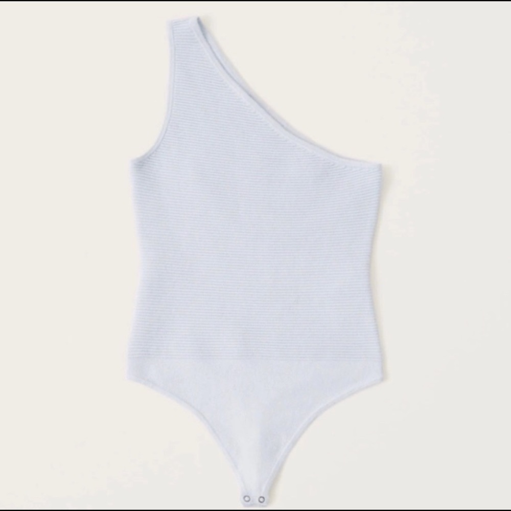 Abercrombie & Fitch blue ribbed one-shoulder body suit